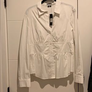 Theory white button down blouse